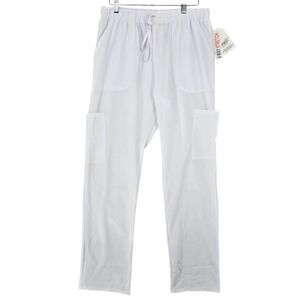 Scrubaid NEW LARGE White Cargo Scrub Pants Womens Tapered 4-Way Stretch l